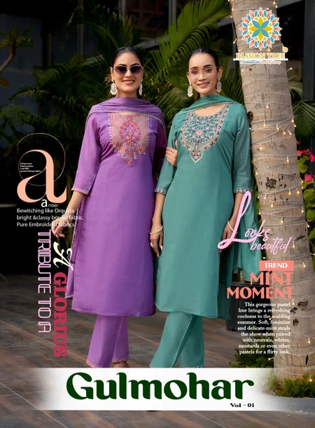 Gulmohar Vol 1 By Passion Mal Chanderi Surat Kurti With Bottom Dupatta Wholesale Market